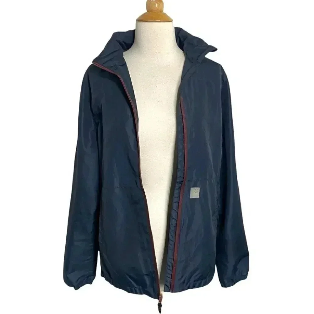Eetnies S Gray‎ windbreaker with hidden hood full zip Skateboard jacket